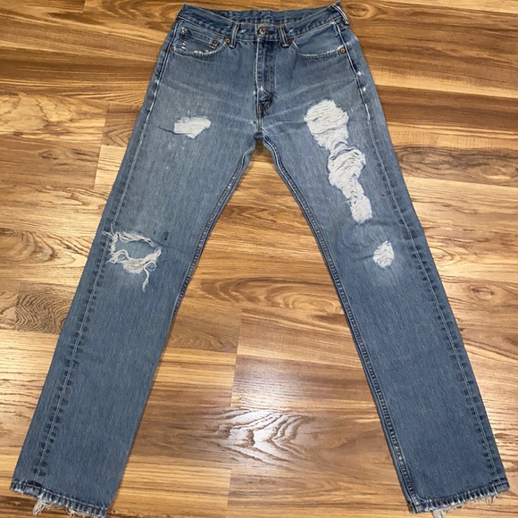 Levi’s 505 Super Distressed Jeans Size Mens 30 x 34 - Picture 2 of 16